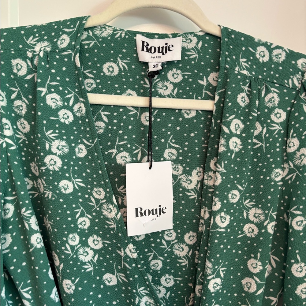 Rouje Gabin Green Floral Dress NWT Size 4 (FR 36) - Picture 3 of 3